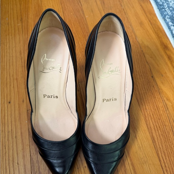 Christian Louboutin Shoes - Christian Louboutin Black Leather Pointed-Toe Pumps